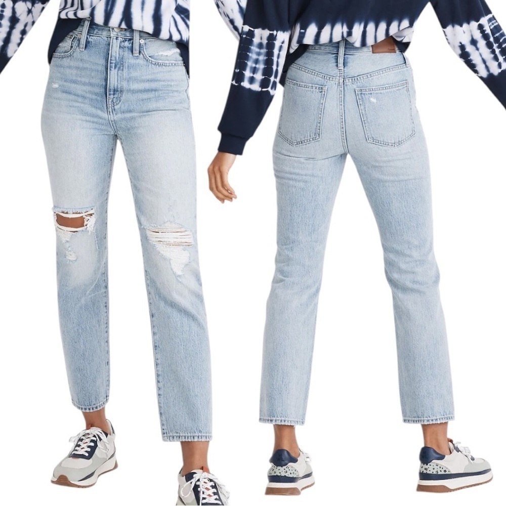 Madewell The Perfect Vintage Jean Size 29 Light wash Distressed Knee Hole